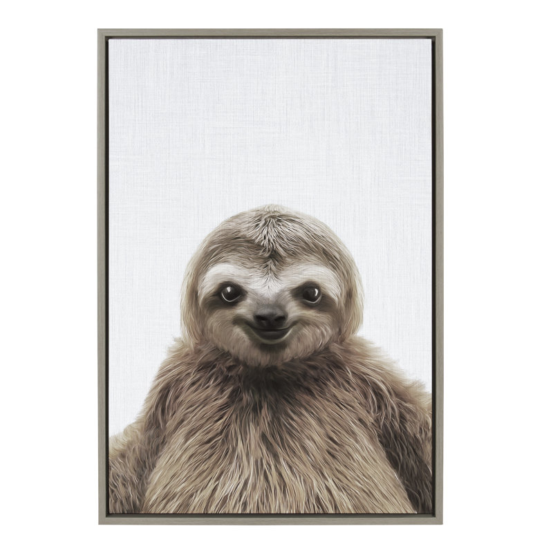 «Sloth Color» par Simon Te, reproduction d'art sur toile encadrée, H 33 po x l 23 po, gris