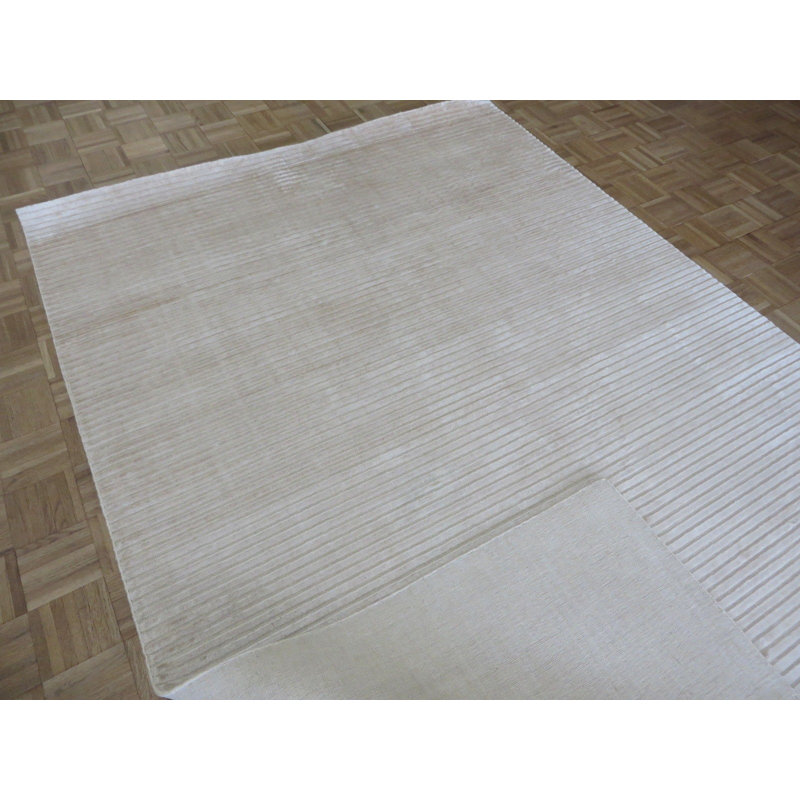 Tapis en soie rectangulaire 6 pi 2 po x 9 pi 1 po one-of-kind à la main noué la Dubose