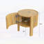 Table d'appoint ronde cannelée avec rangement, bois d'hévéa massif, porte à fermeture en douceur, finition naturelle pour le salon