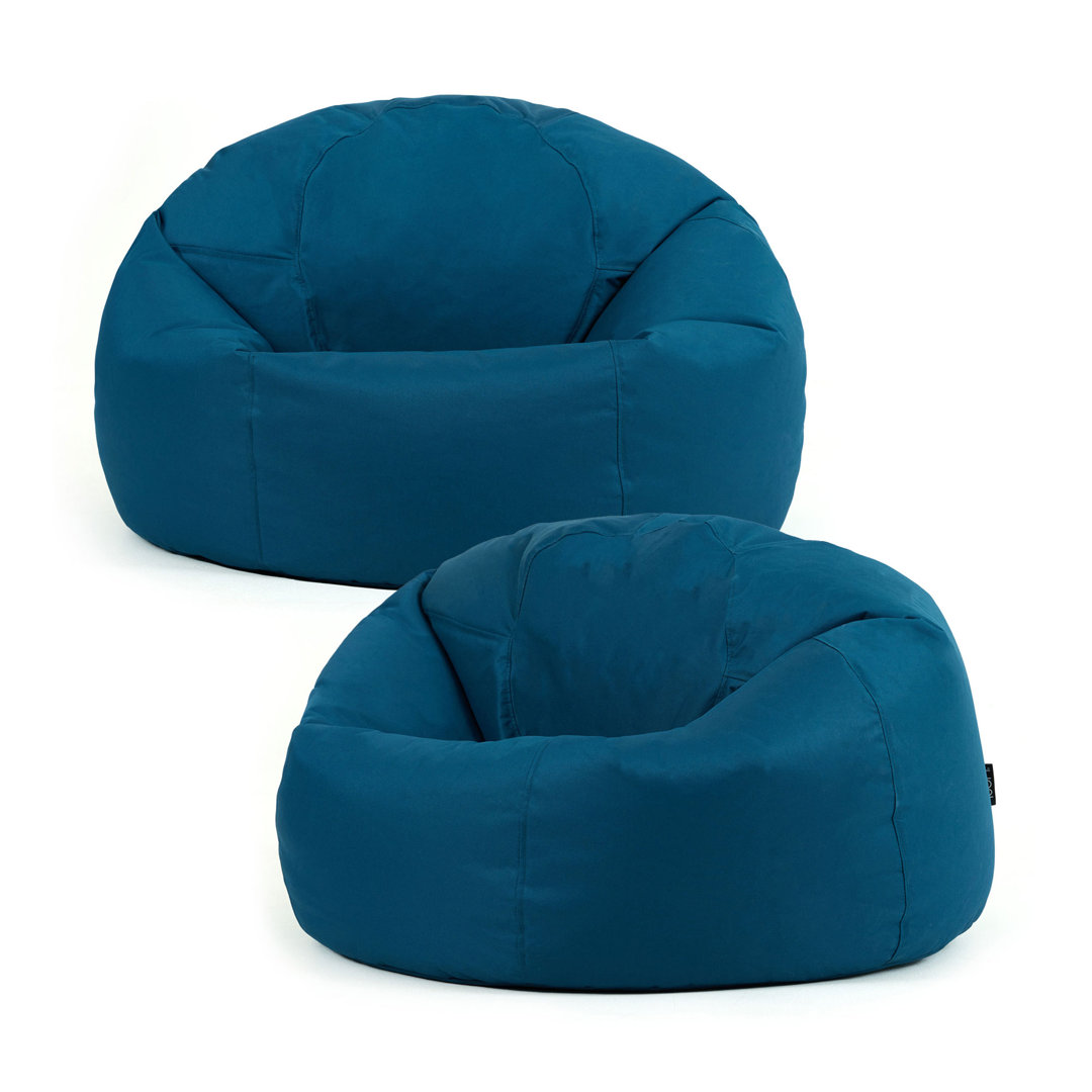 icon Adult Classic Beanbag Outdoor Waterproof Bean bags Ready Filled - Black, 2 Pack