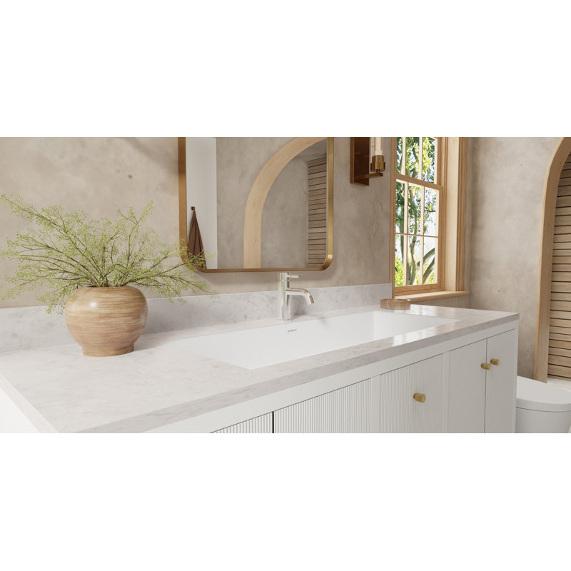 Badeloft 39.4" x 16.7" Stone Resin Undermount Bathroom Sink UB-05-XL-M in Matte White, Matte White