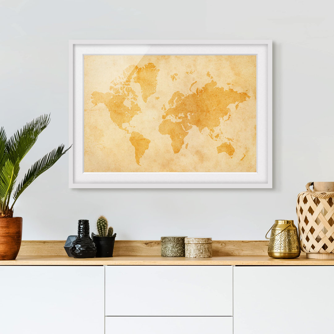 Gerahmtes Poster Vintage World Map