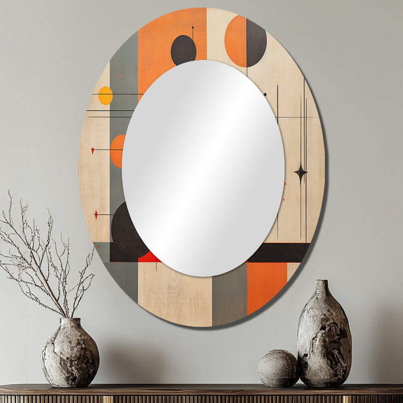 Miroir mural Mid-Century New Balance abstrait géométrique rétro I - bleu, 40 po x 30 po