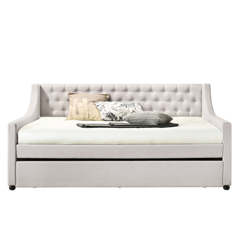 Lit de jour et couchette simple en tissu Soft Fog - chambre à coucher avec atmosphère relaxante
