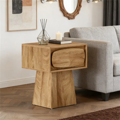 Petite table d'appoint avec tiroir de rangement, table basse compacte avec base de sécurité, table de chevet et canapé multifonctionnelle pour le salon, le dortoir et le vestibule