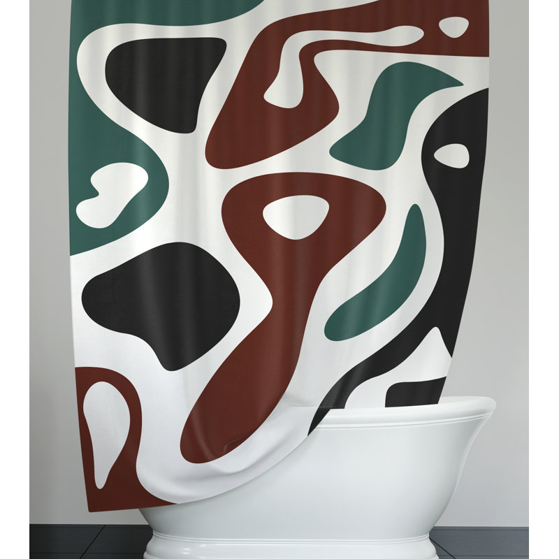 Abstract Mid Century Modern Shower Curtain, 93" H x 70" W