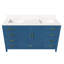 Meuble-lavabo 60 po en bois massif avec 2 lavabos, comptoir en quartz 61 po avec 6 trous de robinet pré-percés, 2 portes doubles à fermeture douce, 7 tiroirs et 2 petits compartiments de rangement rabattables