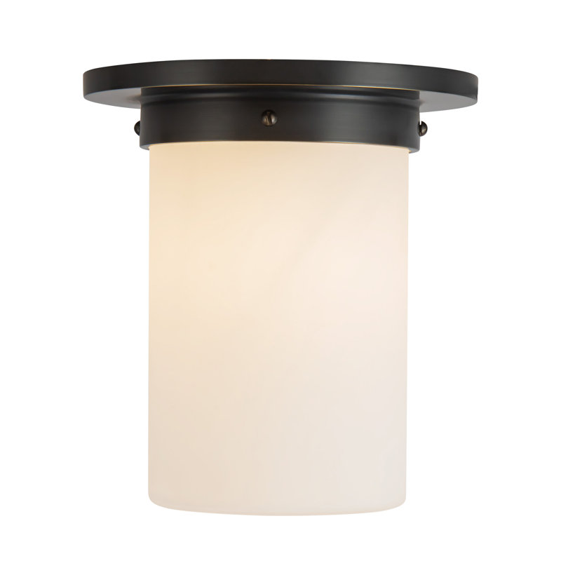 Mineral 8-in Brass Flush Mount, Oil Rubbed Bronze, Opal Glass