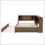Lit de jour en bois pleine grandeur avec tablettes de rangement, USB, DEL et lit gigogne, couleur bois antique pour un confort moderne-697532569