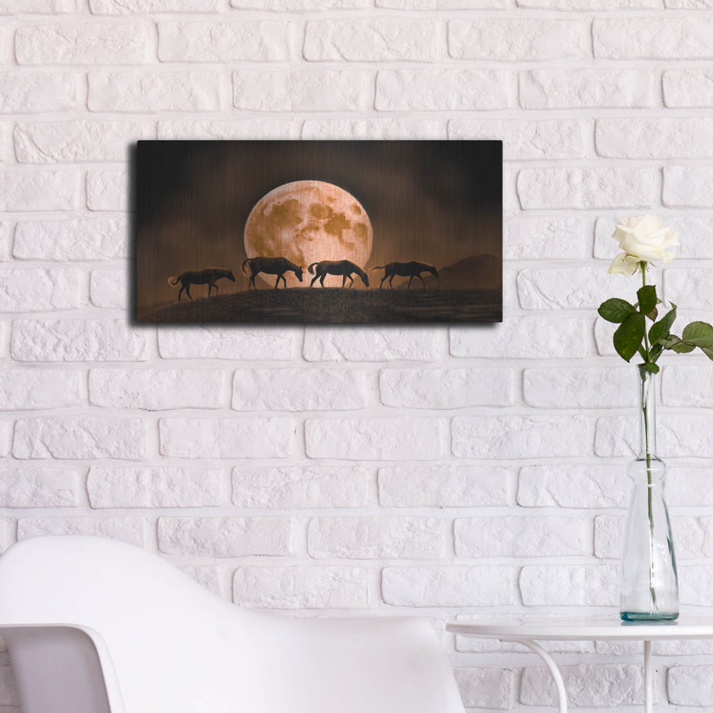 Loon Peak® «Moonrise Over The Badlands» par Gordon Semmens, art mural en métal, H 12 po x l 24 po