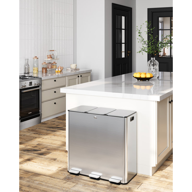 Stainless Steel Touch Top Multi-Compartment Trash/Recycling Bins, 24