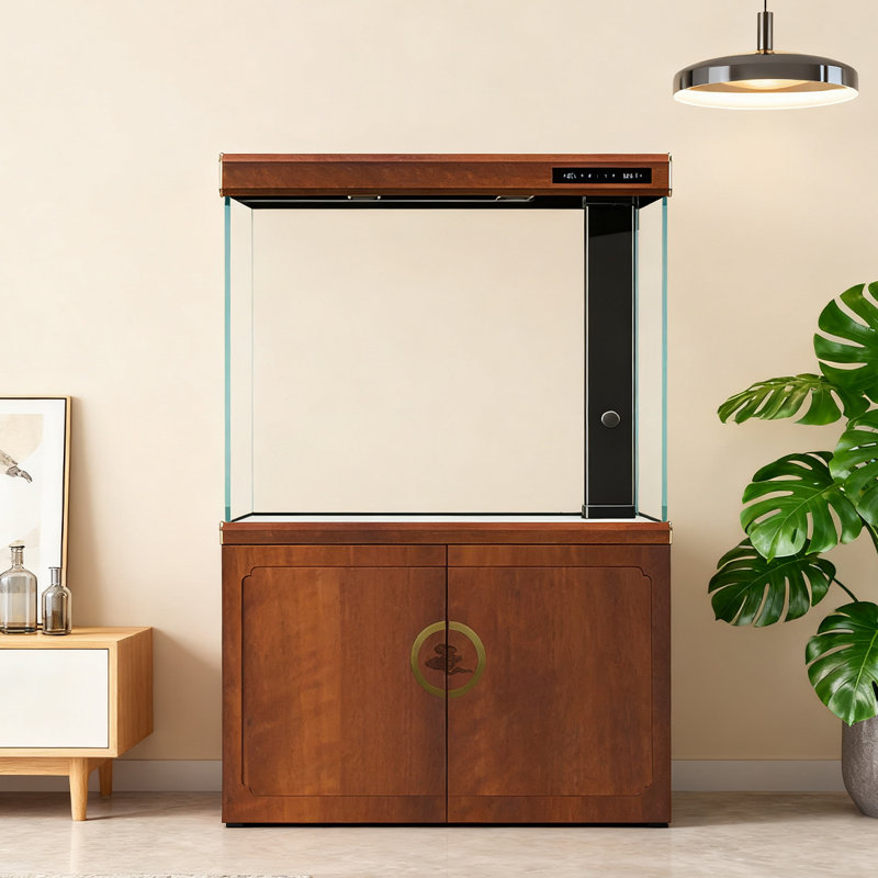 Grand réservoir d'aquarium ultra-clair filtré à contrôle intelligent, H 57,48 po x l 31,5 po x P 14,17 po, Brun