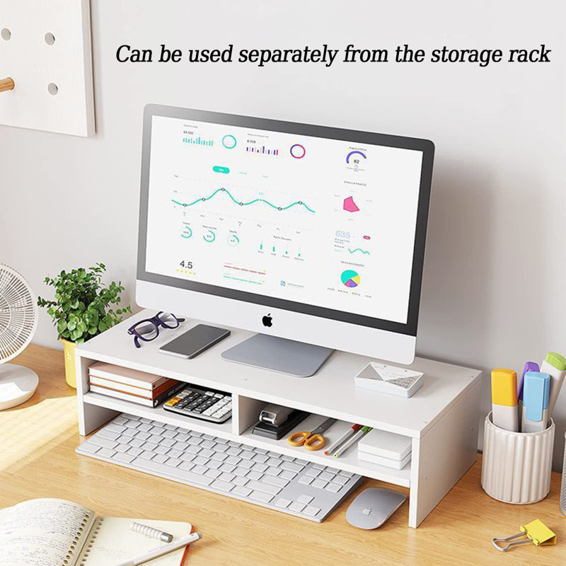 Wood Monitor Riser, 2 Tier Computer Monitor Stand