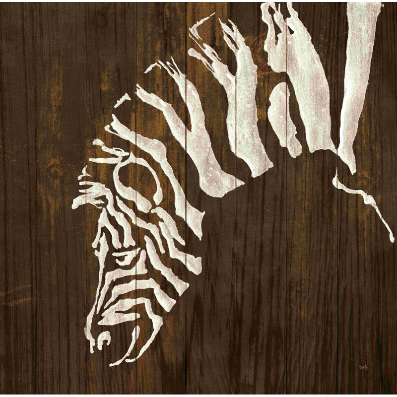 "Zèbre blanc sur bois foncé" par Chris Paschke - impression sur toile tendue, H 20 po x l 20 po, Cadre flottant blanc, Non