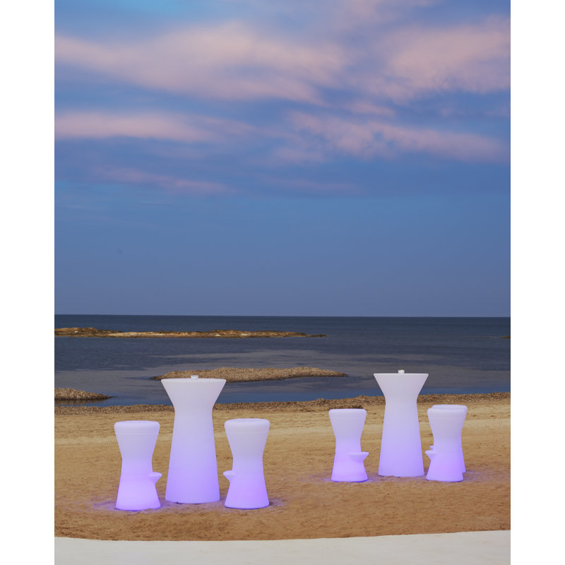 30" USB and Solar Rechargeable LED Illuminated Outdoor Bar Stool, RGB Dimmable w/ Remote