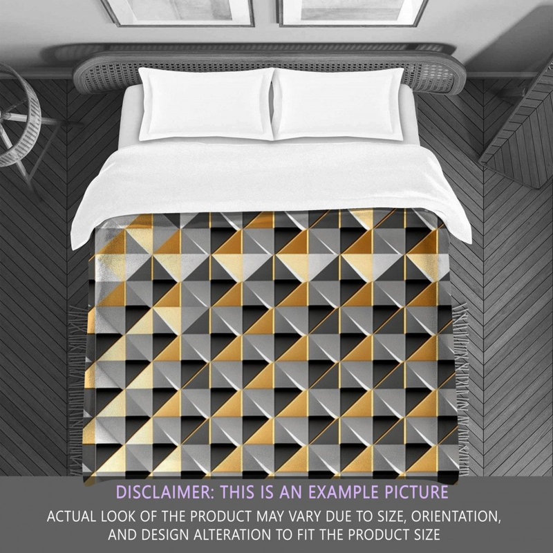 Polyester Comforter, Twin Comforter, Gold/Gray Checkered