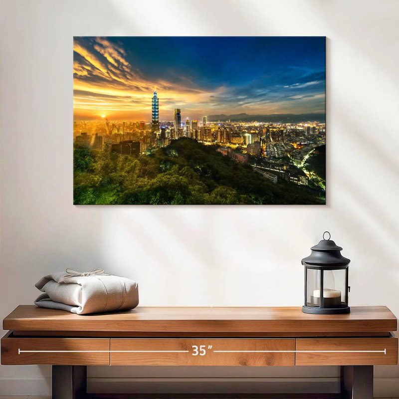 Sireci Taipei Cityscape Sunset, 16" H x 24" W