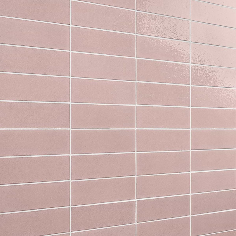 Color One 2x8 Glossy Lava Stone Tile, Blush Pink