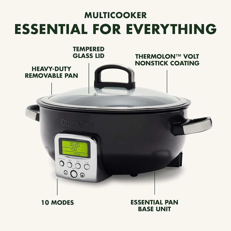 GreenPan Elite Omnicooker 5.6L Stainless steel, Black