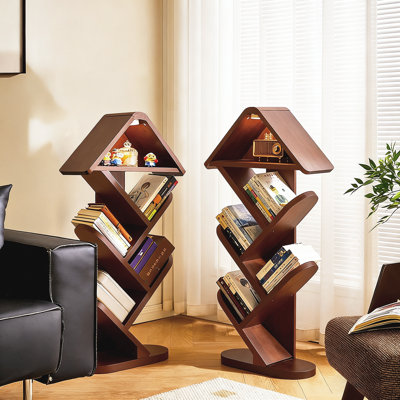 Tree-shaped Bookshelf, Floor-standing Storage Rack, Living Room, Corner, Small, Narrow Bookcase At An Angle, Shelves.