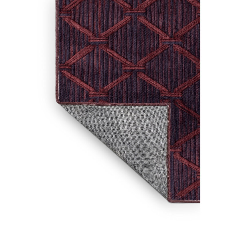 Tapis rouge en treillis lavable à la machine, Carré 8 pi