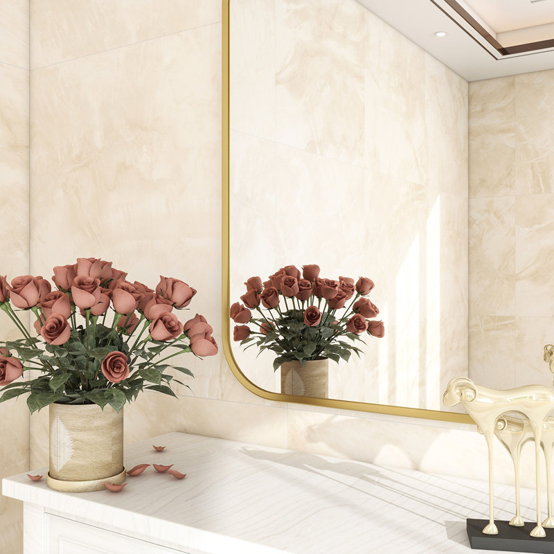 Flat Aluminum Framed Rectangle Wall Accent Mirror, Gold, 50.8cm H x 71.1cm W