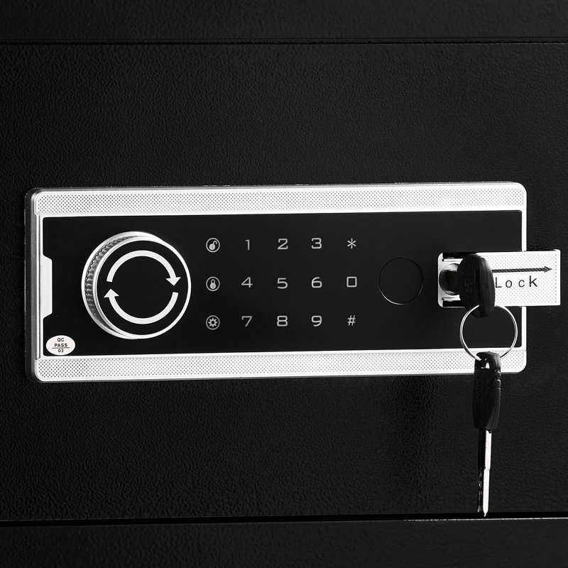 Coffre-fort à double porte de 4,5 pieds cubes, noir, serrure à clé, mot de passe, acier allié de haute qualité, plaque de 3 mm, 5 boulons solides, double alarme, 3 méthodes de déverrouillage, tablette réglable, conduit pour conserver l'argent, passeport,