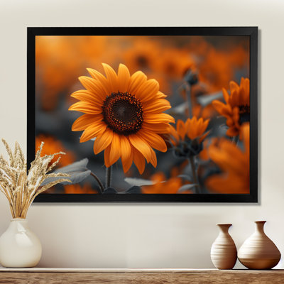 Jaune jaune noir champ de tournesols en automne I - tournesols, art mural salon
