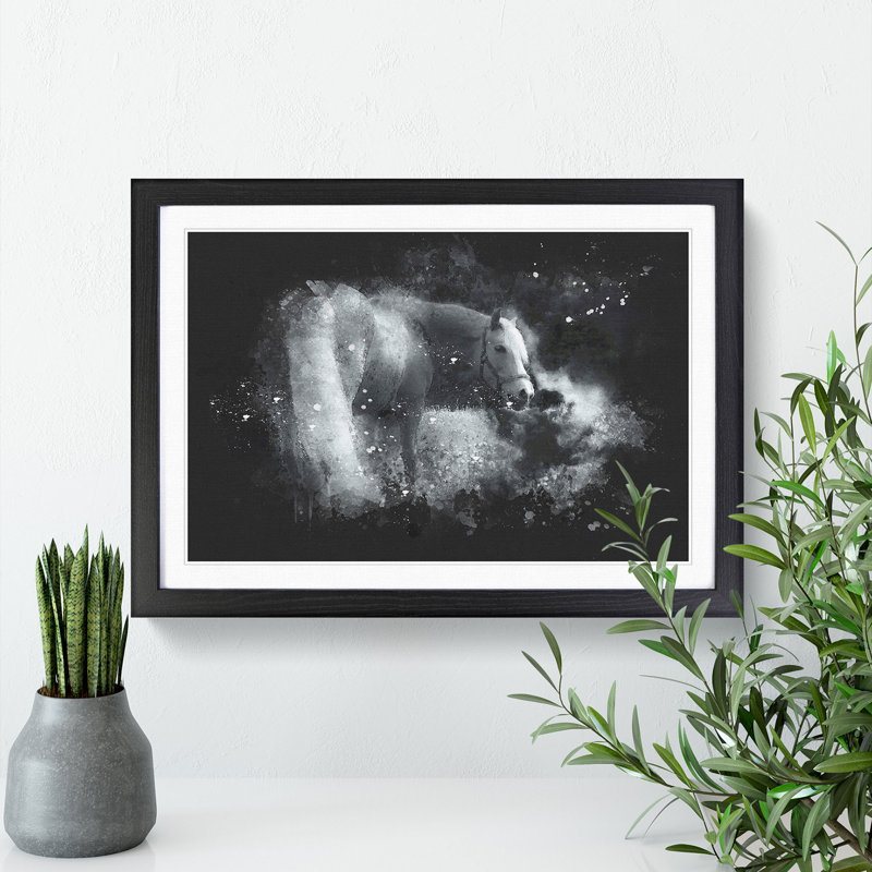 Lone Horse - Picture Frame Graphic Art, 48cm H x 65cm W x 2cm D, Black Framed