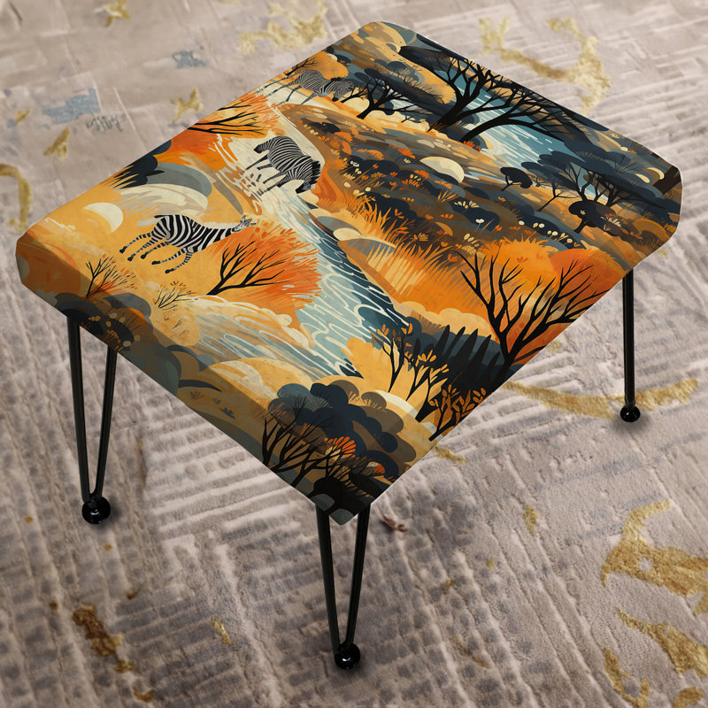 Orange orange nomade Zebra Adventure - Repose-pieds rectangulaire imprimé animal