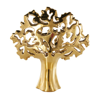 Cole And Grey Ceramic Glossy Tree Decorative Sculpture With Abstract Cutouts