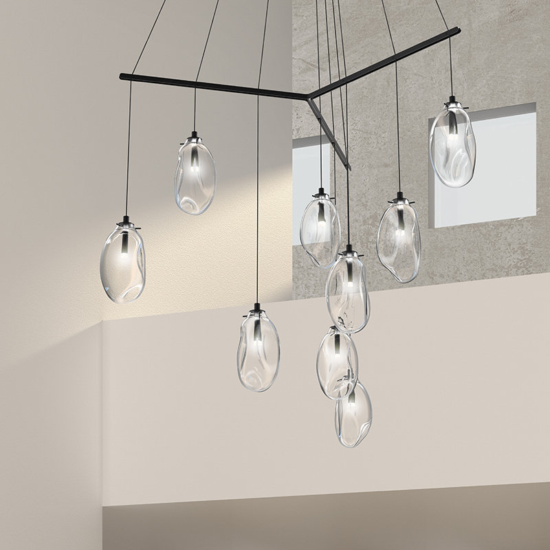 Liquid 1 - Light Pendant, Poured White, 10.75" H x 6" W x 6" D