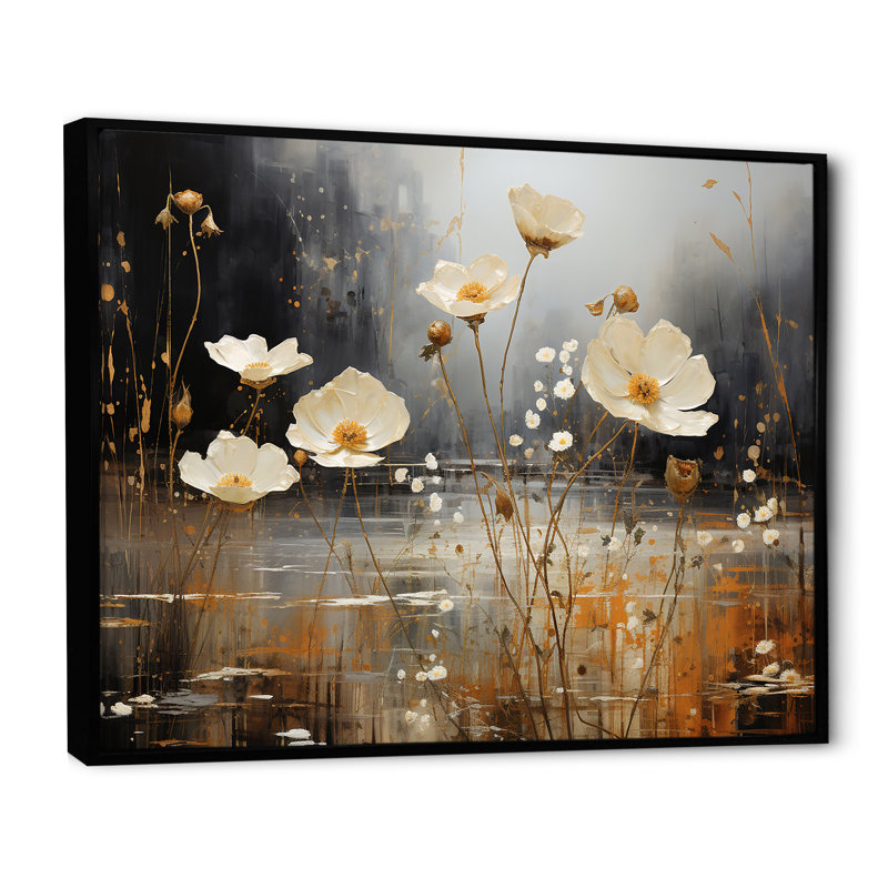 Impression sur toile Gilded Garden Blooming Meadows II, Cadre flottant noir, H 16 po x l 32 po x P 0,5 po