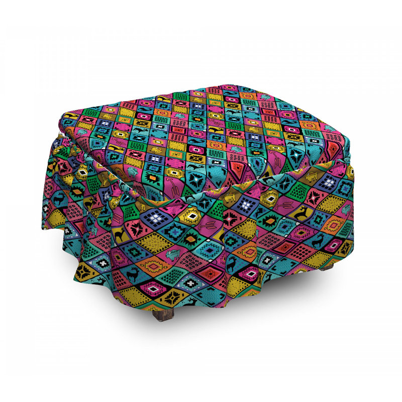 Housse pour repose-pieds patchwork boho