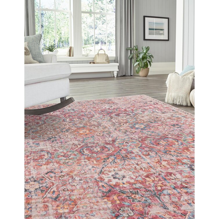 Engelhardt Floral Machine Made Power Loom Chenille Area Rug in Ivory/Pink Mistana Rug Size: Rectangle 9'2 x 12'2