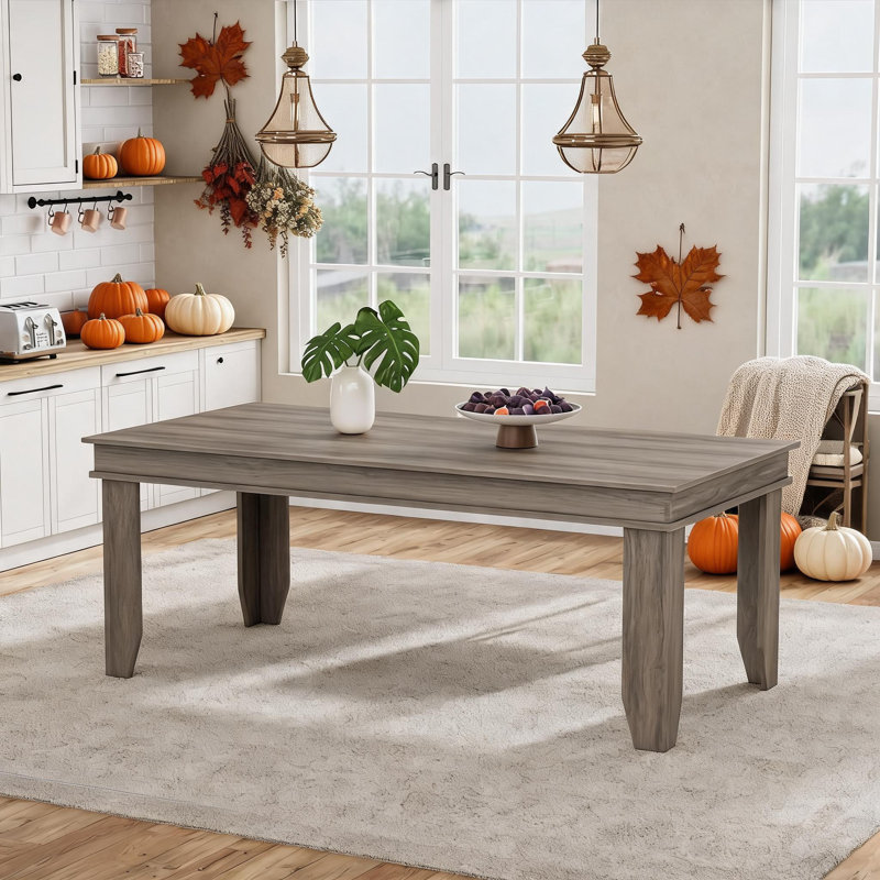 Table de ferme pour 6 à 8 personnes, 180 cm de long, avec structure robuste en bois, grande table rectangulaire non extensible pour cuisine et salle à manger, salon, cuisine, salle à manger