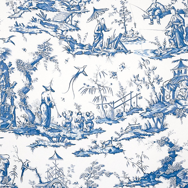 Shengyou Toile Wallpaper, Blue