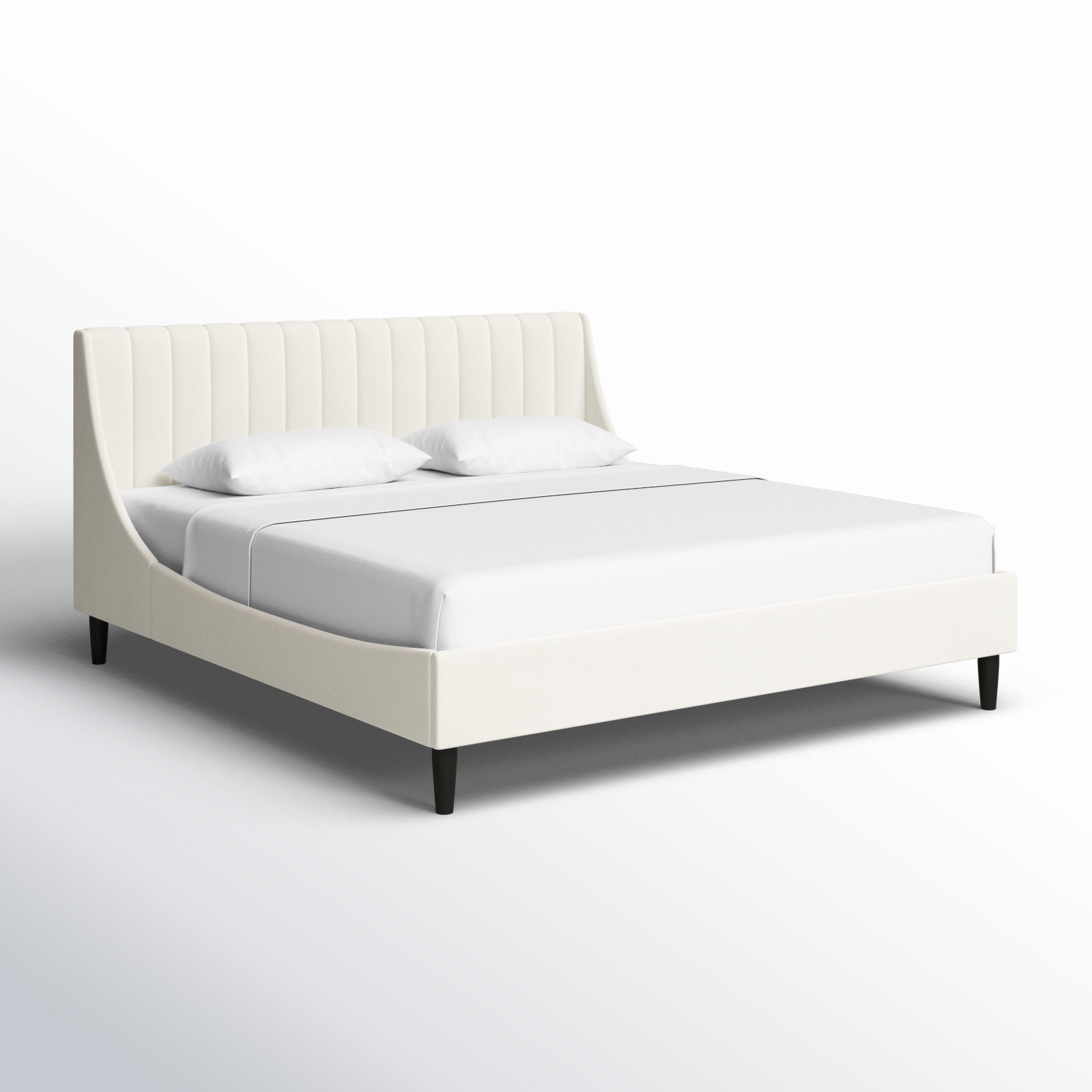 Helaina Velvet Upholstered Wingback Bed, King, Cloud White Velvet
