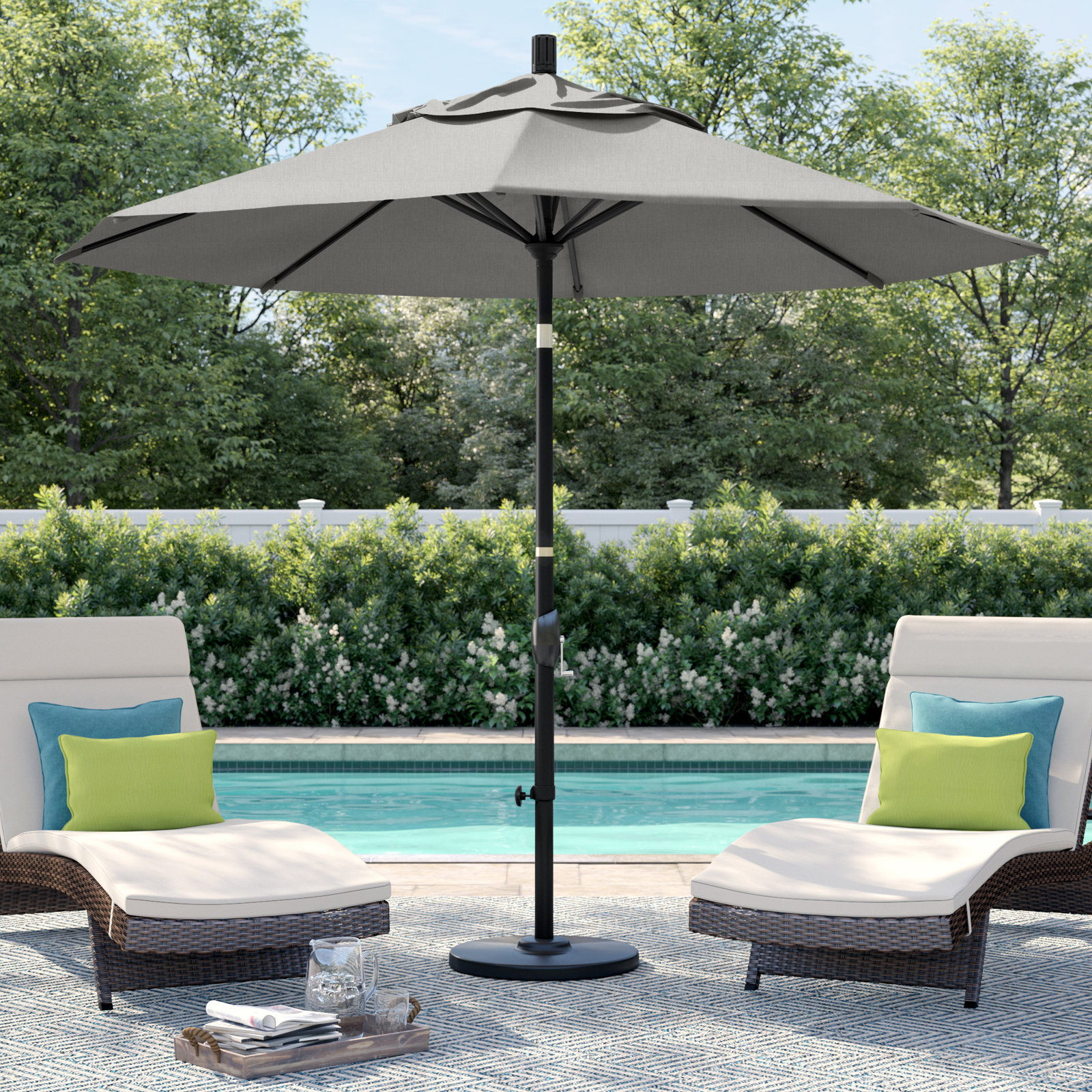 Iuka 108'' Outdoor Umbrella, Canvas Granite Sunbrella® Canvas