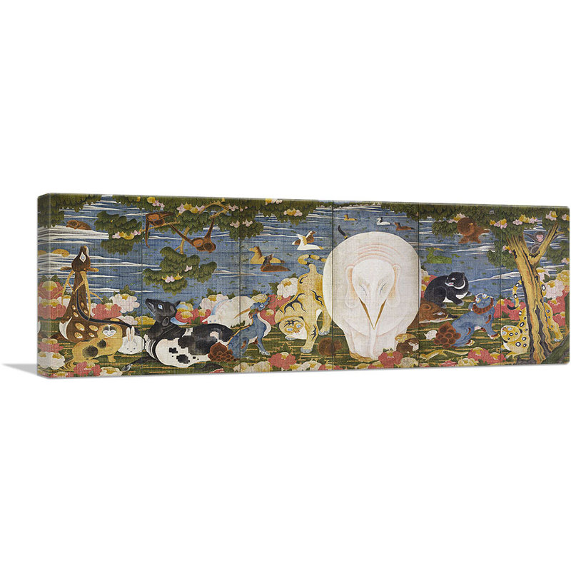 "Animaux dans le jardin de fleurs" par Jakuchu Ito, reproduction d'art sur toile panoramique, H 20 po x l 60 po x P 1,5 po