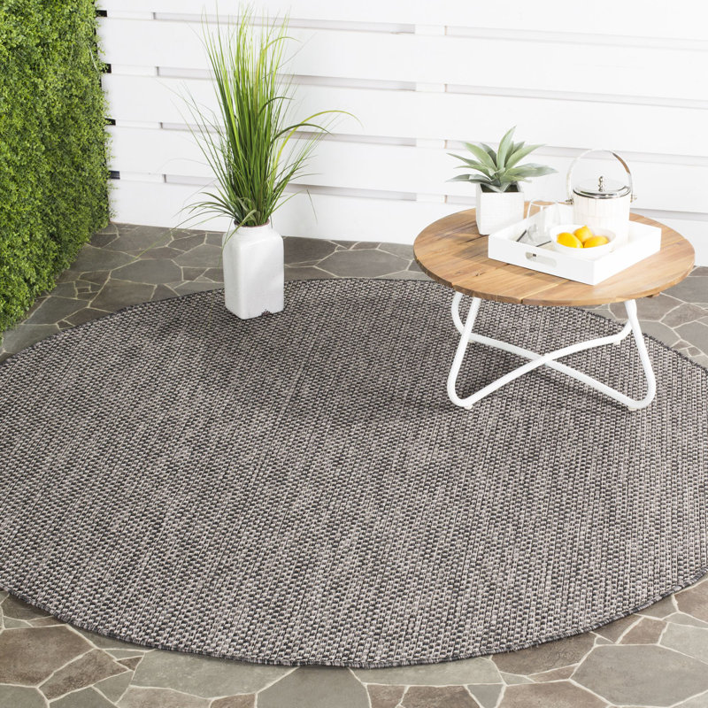 Tapis d'intérieur / extérieur de couleur unie Sezis Performance, Rond 5 pi 3 po