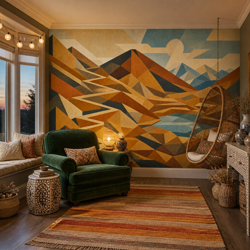 Décoration murale Mid Mid Century Modern, 120 po x 96 po, Non tissé