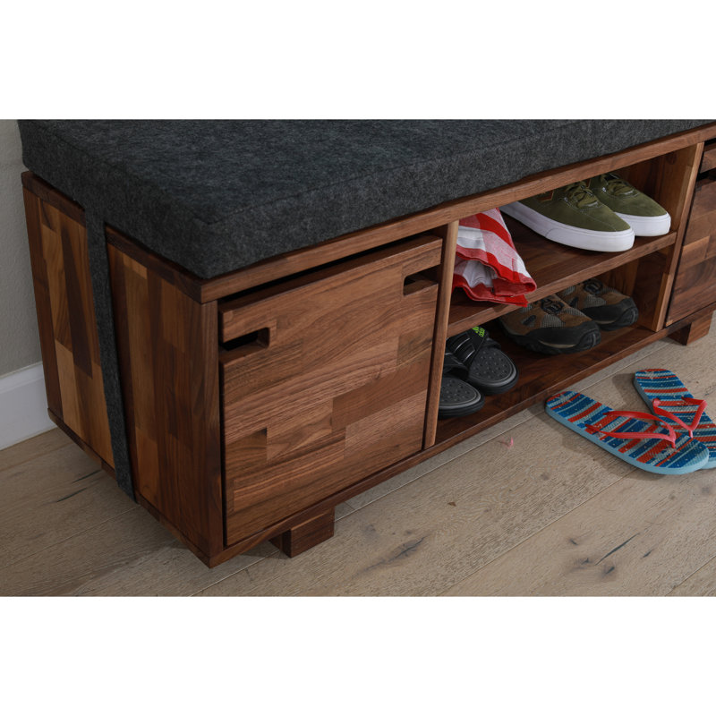 Entryway bench, shoe storage, walnut, adjustable, sturdy