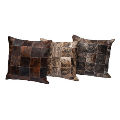 Animal Print Leather/Suede Reversible Throw Pillow