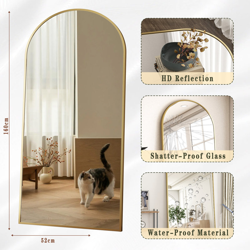 Miroirs muraux surdimensionnés arqués, Doré, 77 po x 38 po