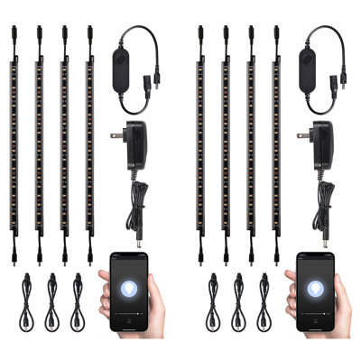 Ensemble d'éclairage intelligent DEL 4 barres de 30 cm (12 pouces) pour coffre-fort, commande vocale, intensité variable et connectable, 900 lm, 100-240 V, compatible avec Alexa et interrupteur à bascule, blanc chaud 3000 K