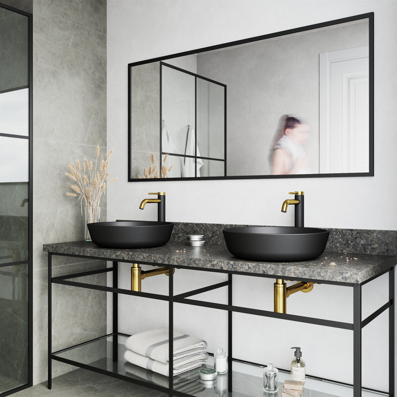 Lexington 10" H Single Handle Vessel Sink Bathroom Faucet, Matte Gold/Matte Black