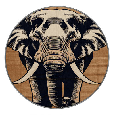 Tapis à motif d'éléphants asiatiques lavables 