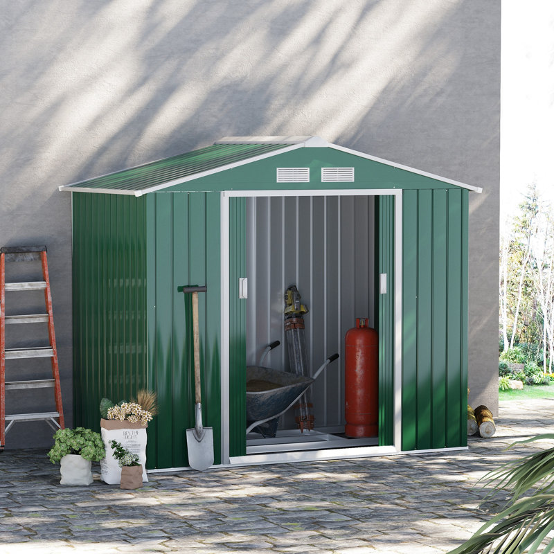 Metal Storage Shed, 7' x 4', Green