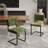 Mid-Century Modern Velvet Upholstered Cantilever Dining Chairs with Armless Design and Metal Frame (Set of 4)-1103559012-1103559011